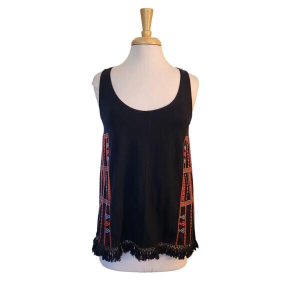 Madewell Scoop Neck Embroidered Fringe Tank Top Size Small - Picture 2 of 9